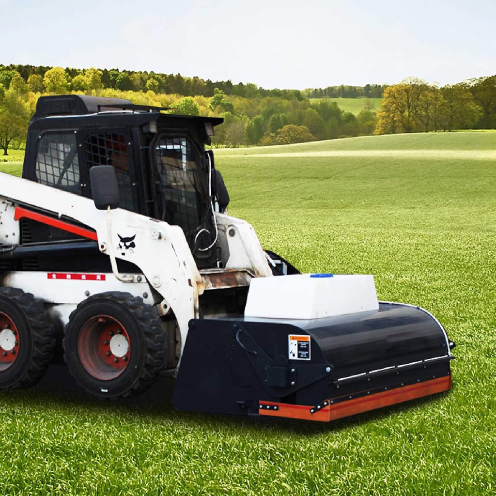 Heavy-Duty 72-Inch Hydraulic Drive Broom Sweeper Skid Steer Attachment With Water Tank (SAK80614) - Saksby Wholesale - Lifestyle On Loader