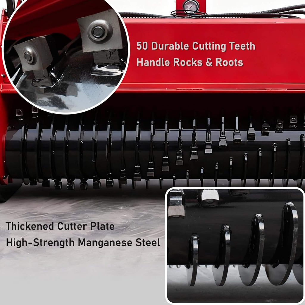 Heavy-Duty 72-Inch Hydraulic Forestry Mulcher Skid Steer Loader Attachment (SAK39168) - Saksby Wholesale - Cutting Teeth