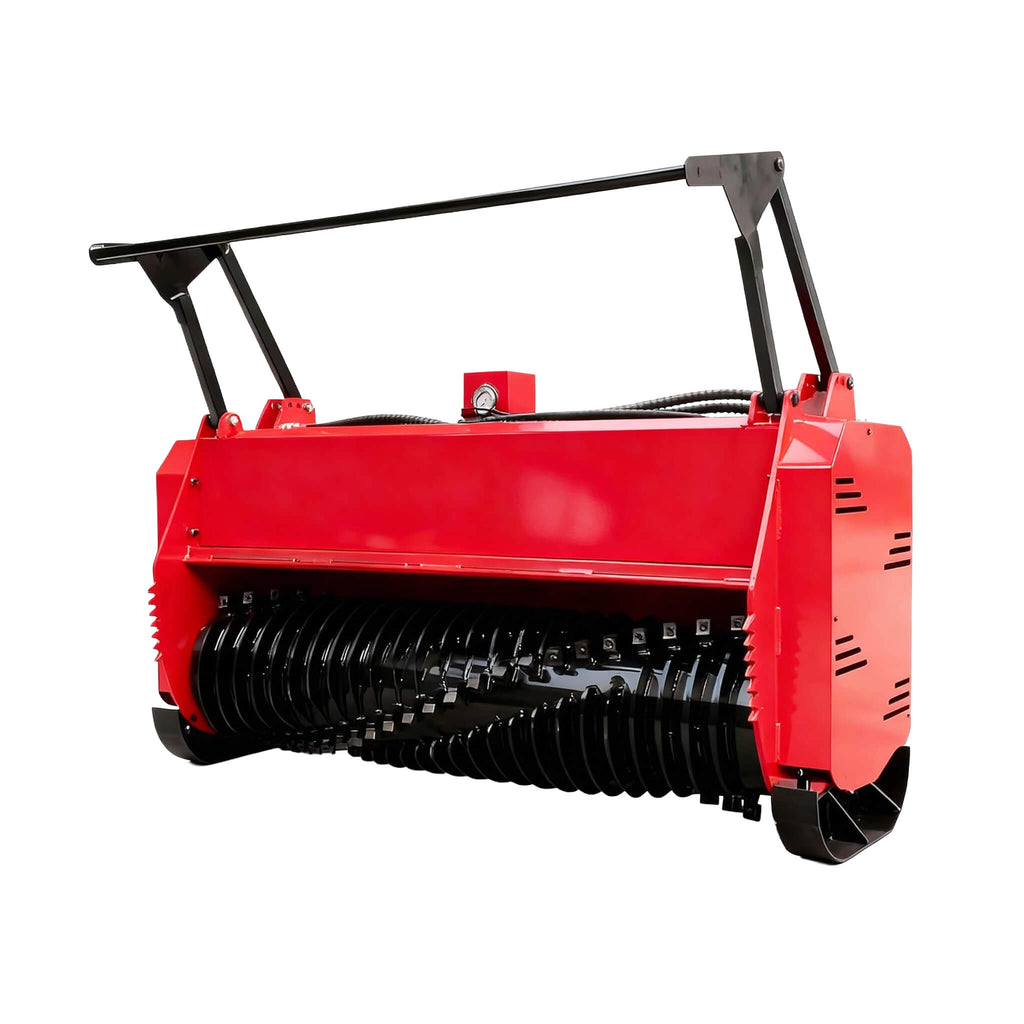 Heavy-Duty 72-Inch Hydraulic Forestry Mulcher Skid Steer Loader Attachment (SAK39168) - Saksby Wholesale - Front Left View On White Background
