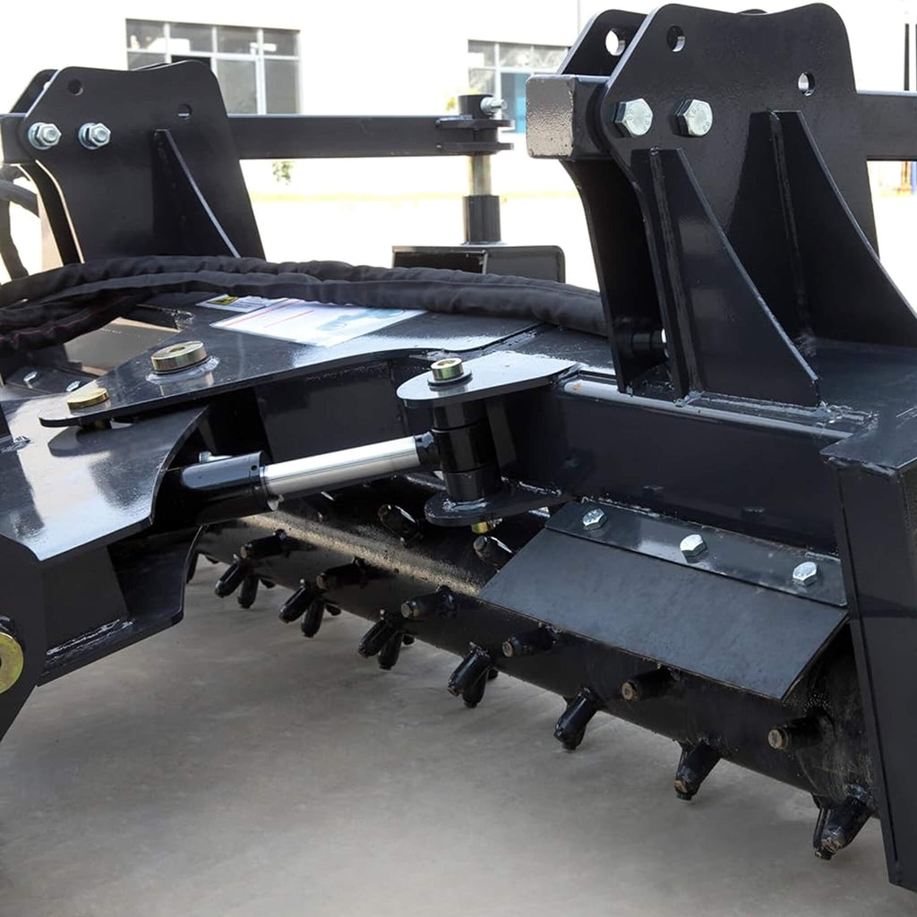 Heavy-Duty 72-Inch Hydraulic Soil Power Rake Skid Steer Attachment (SAK41827) - Saksby Wholesale - Lifestyle Back Right View