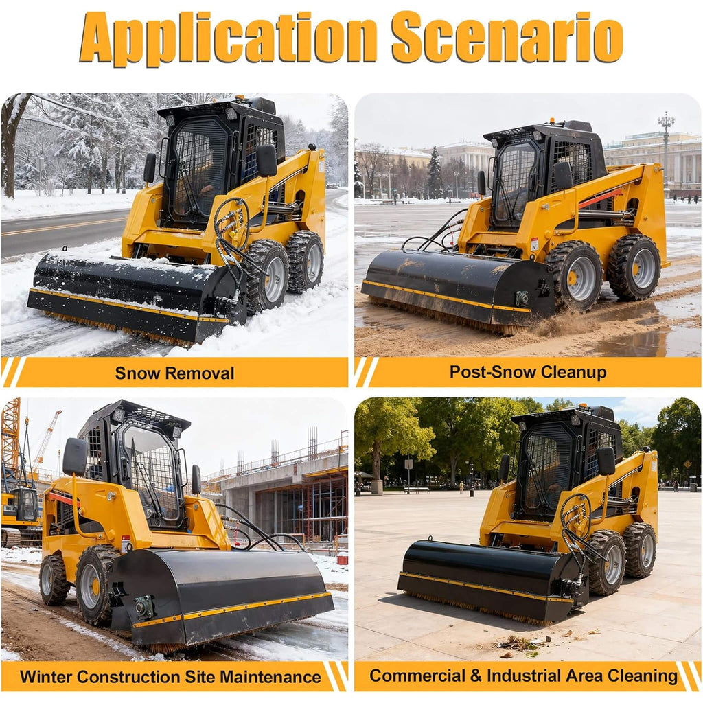 Heavy-Duty 72-Inch Industrial Skid Steer Sweeper Attachment (SAK87013) - Saksby Wholesale - Applications