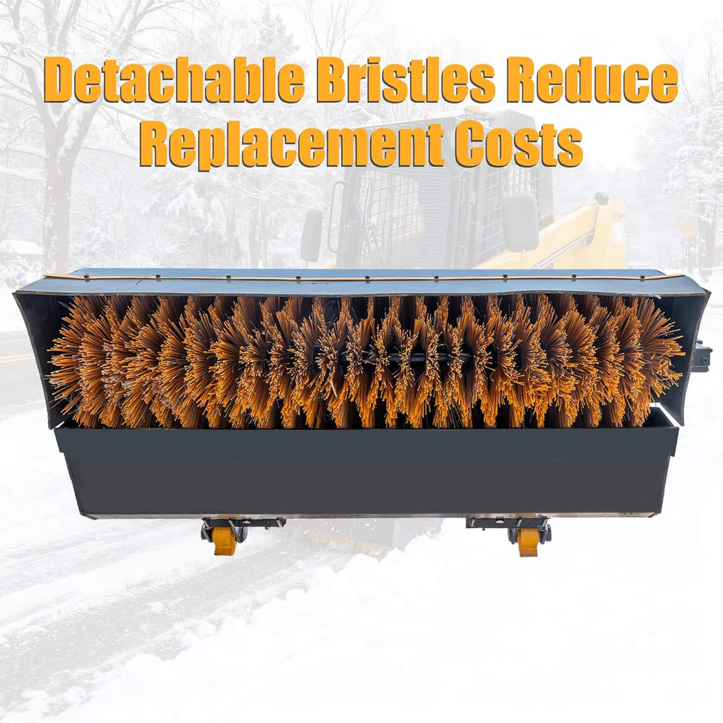 Heavy-Duty 72-Inch Industrial Skid Steer Sweeper Attachment (SAK87013) - Saksby Wholesale - Detachable Bristles