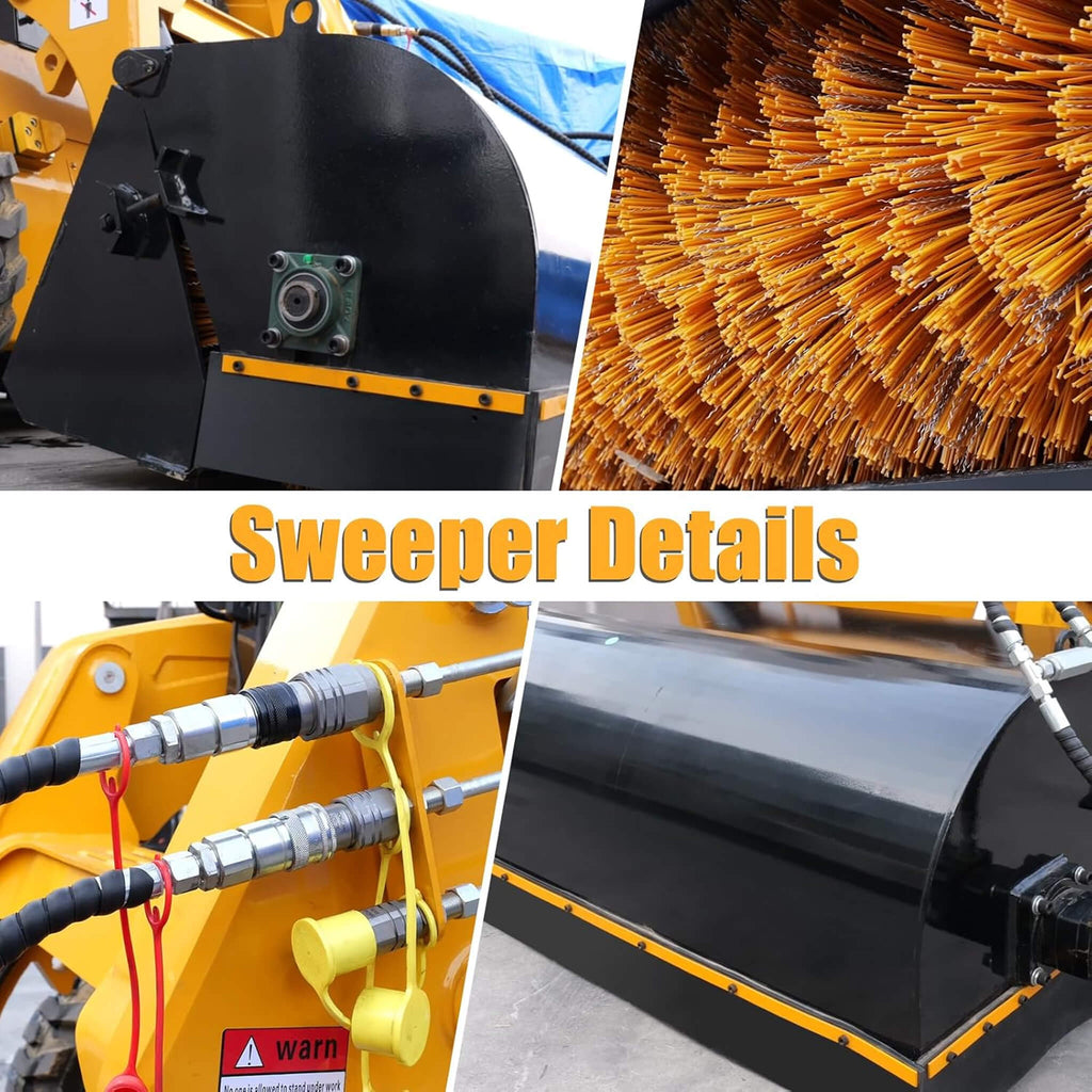 Heavy-Duty 72-Inch Industrial Skid Steer Sweeper Attachment (SAK87013) - Saksby Wholesale - Features