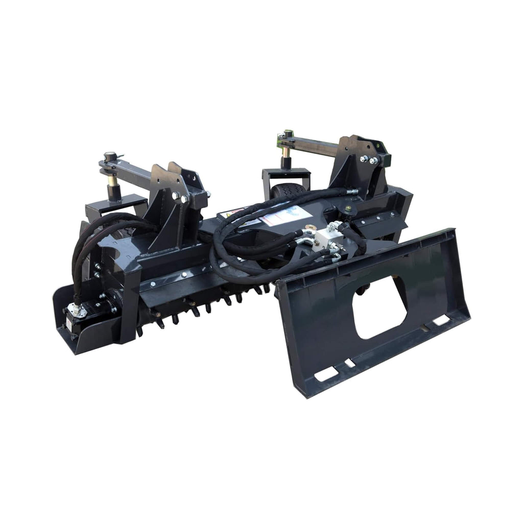 Heavy-Duty 72-Inch Industrial Soil Power Rake Skid Steer Attachment (SAK63905) - Saksby Wholesale - Back Left View
