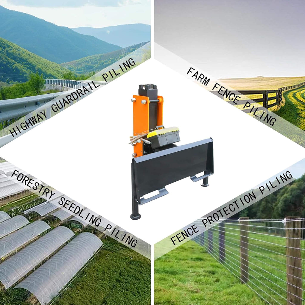 Heavy-Duty 750 FT-LB Hydraulic Skid Steer Pile Hammer Attachment (SAK59134) - Saksby Wholesale - Applications