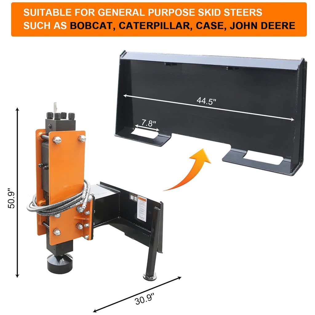 Heavy-Duty 750 FT-LB Hydraulic Skid Steer Pile Hammer Attachment (SAK59134) - Saksby Wholesale - Dimensions