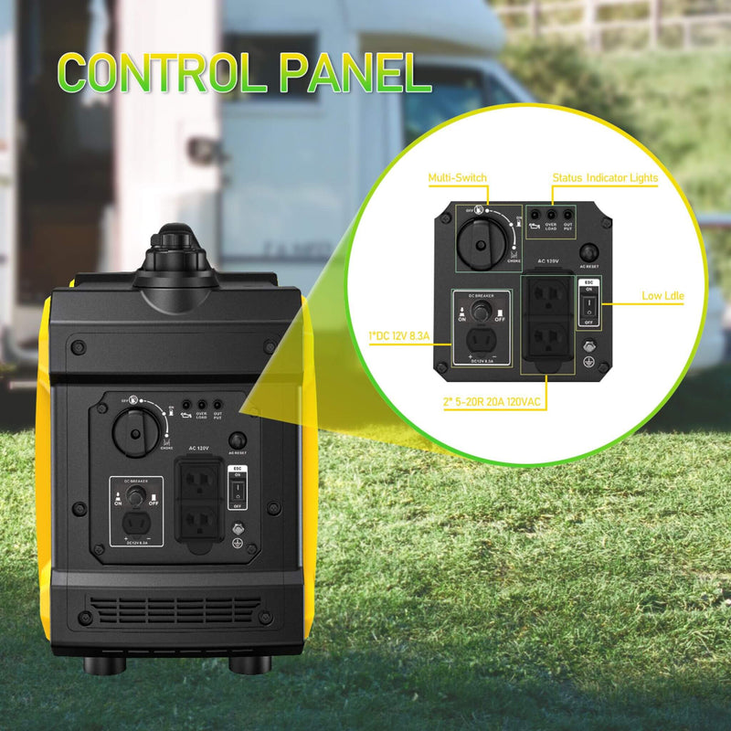Heavy Duty 79.7CC Ultra Quiet 2000W Inverter Portable Generator (SAK75290) - Saksby Wholesale - Control Panel