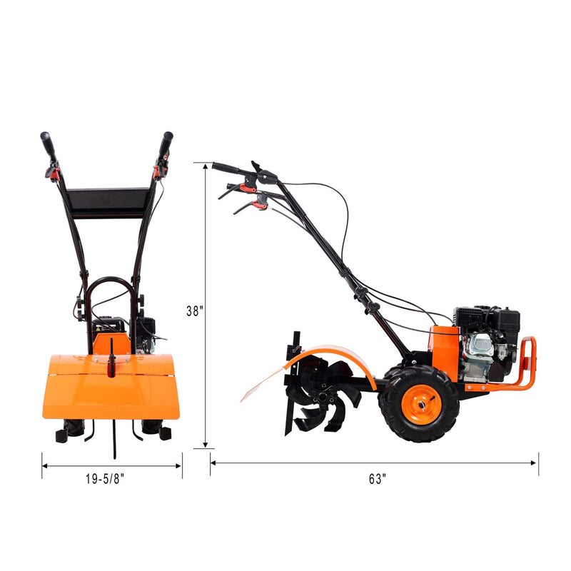 Heavy Duty 7HP 212CC Rear Tine Power Tiller Gas Engine Garden Cultivator, 20 Inch (SAK83179) - Saksby Wholesale - Dimension View