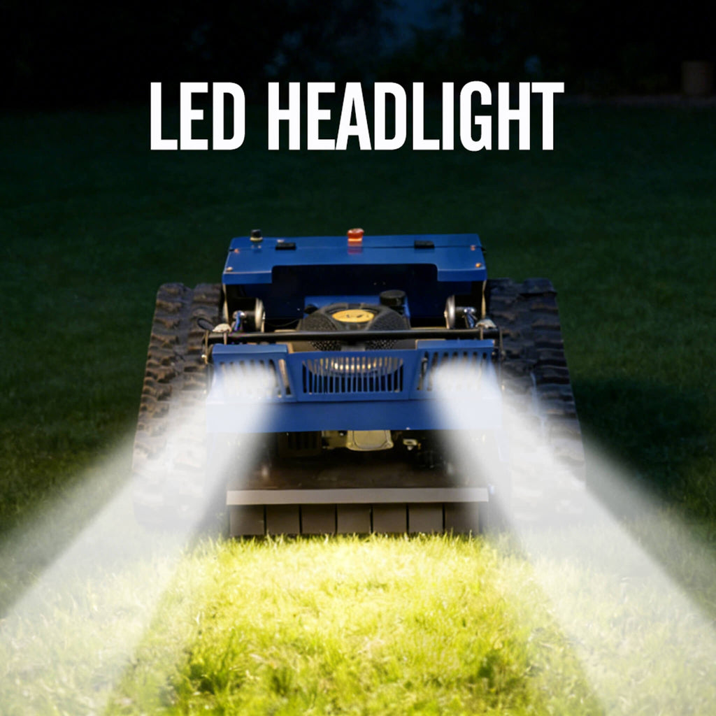 Heavy-Duty 7HP Commercial Remote-Controlled Tracked Gasoline Lawn Mower (SAK94270) - Saksby Wholesale - LED Headlight
