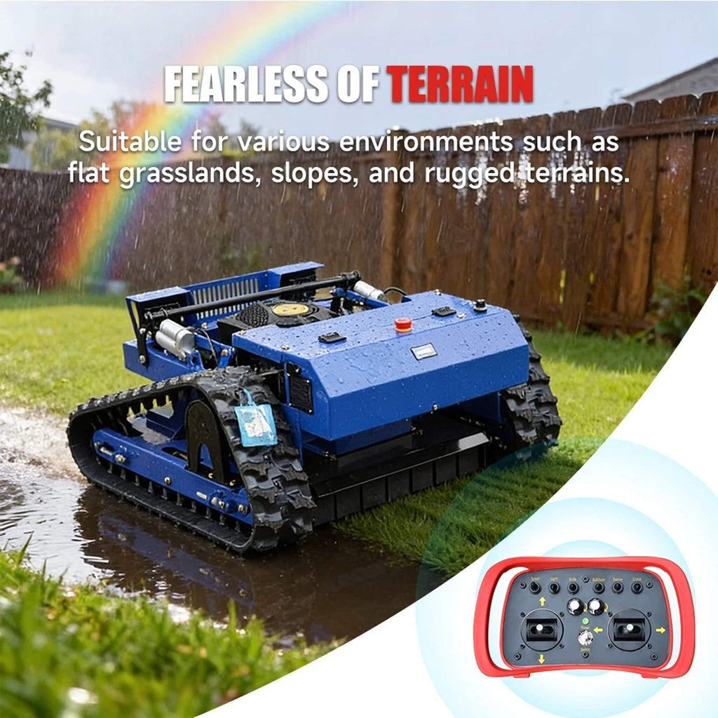 Heavy-Duty 7HP Commercial Remote-Controlled Tracked Gasoline Lawn Mower (SAK94270) - Saksby Wholesale - Terrains