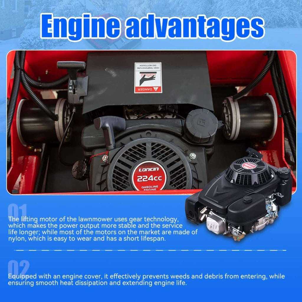 Heavy-Duty 9HP Commercial Remote-Controlled Oil-Electric Hybrid Track Drive With Plow (SAK76425) - Saksby Wholesale - Engine Advantage Details