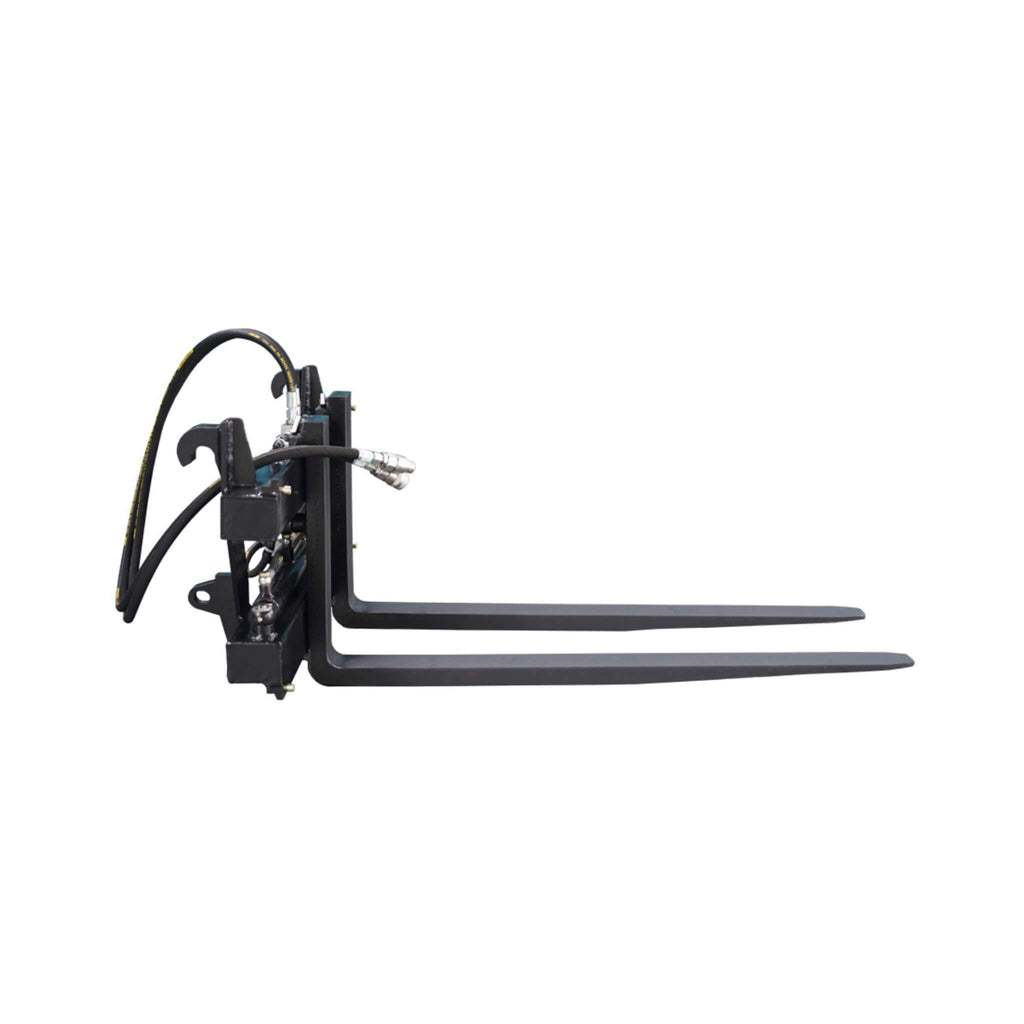 Heavy-Duty Adjustable Hydraulic Pallet Forks Skid Steer Attachment (SAK27439) - Saksby Wholesale - Left Side View