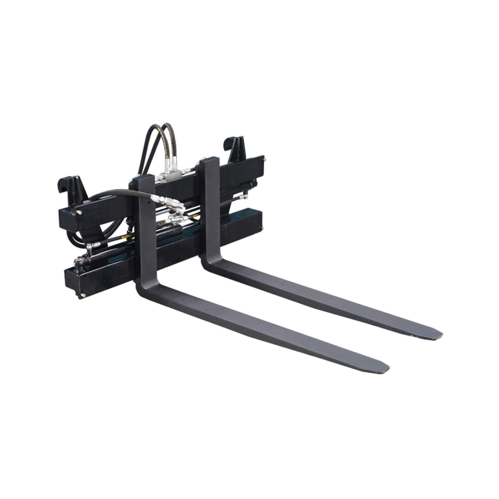 Heavy-Duty Adjustable Hydraulic Pallet Forks Skid Steer Attachment (SAK27439) - Saksby Wholesale - Side View