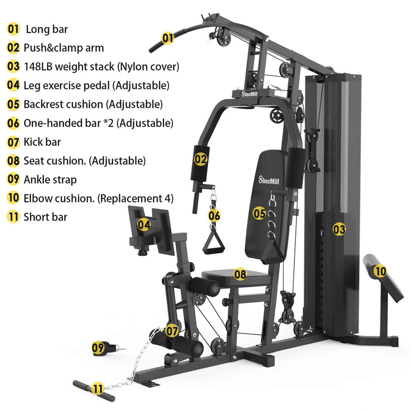 Heavy Duty All-In-One Home Gym Workout Station For Full Body Strength Training, 150LBS (SAK12959)