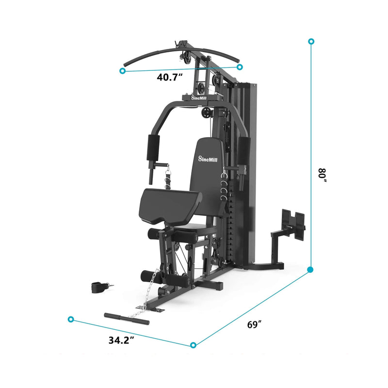Heavy Duty All-In-One Home Gym Workout Station For Full Body Strength Training, 150LBS (SAK12959) - Saksby Wholesale - Dimensions