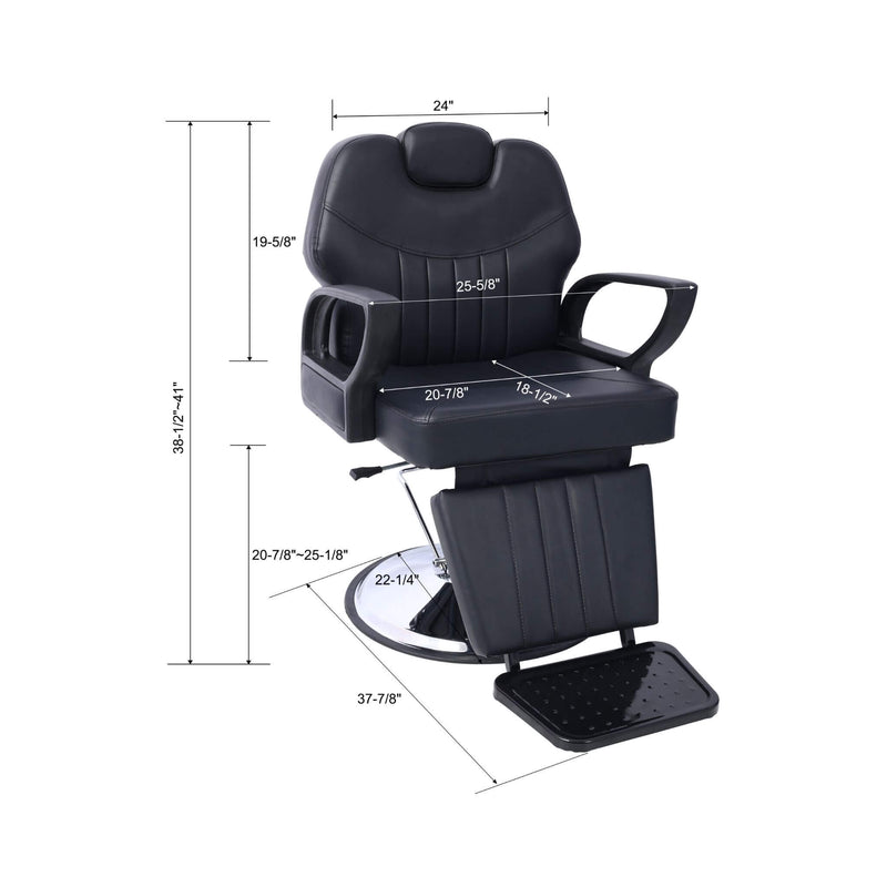 Heavy-Duty All-Purpose Extra Wide PU Leather Hydraulic Reclining Barber Chair (SAK74613) - Saksby Wholesale - Dimension View