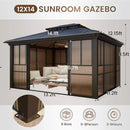 Heavy-Duty Aluminum Frame Outdoor Backyard Solarium With Polycarbornate Roof And Adjustable Panels (SAK68513)  - Saksby Wholesale - 12X14 Size