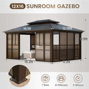 Heavy-Duty Aluminum Frame Outdoor Backyard Solarium With Polycarbornate Roof And Adjustable Panels (SAK68513)  - Saksby Wholesale - 12X16 Size