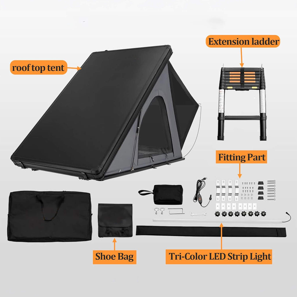 Heavy-Duty Aluminum Rooftop Tent With Ladder, LED Lighting, And Memory Foam Mattress (SAK82931) - Saksby Wholesale - Accessories