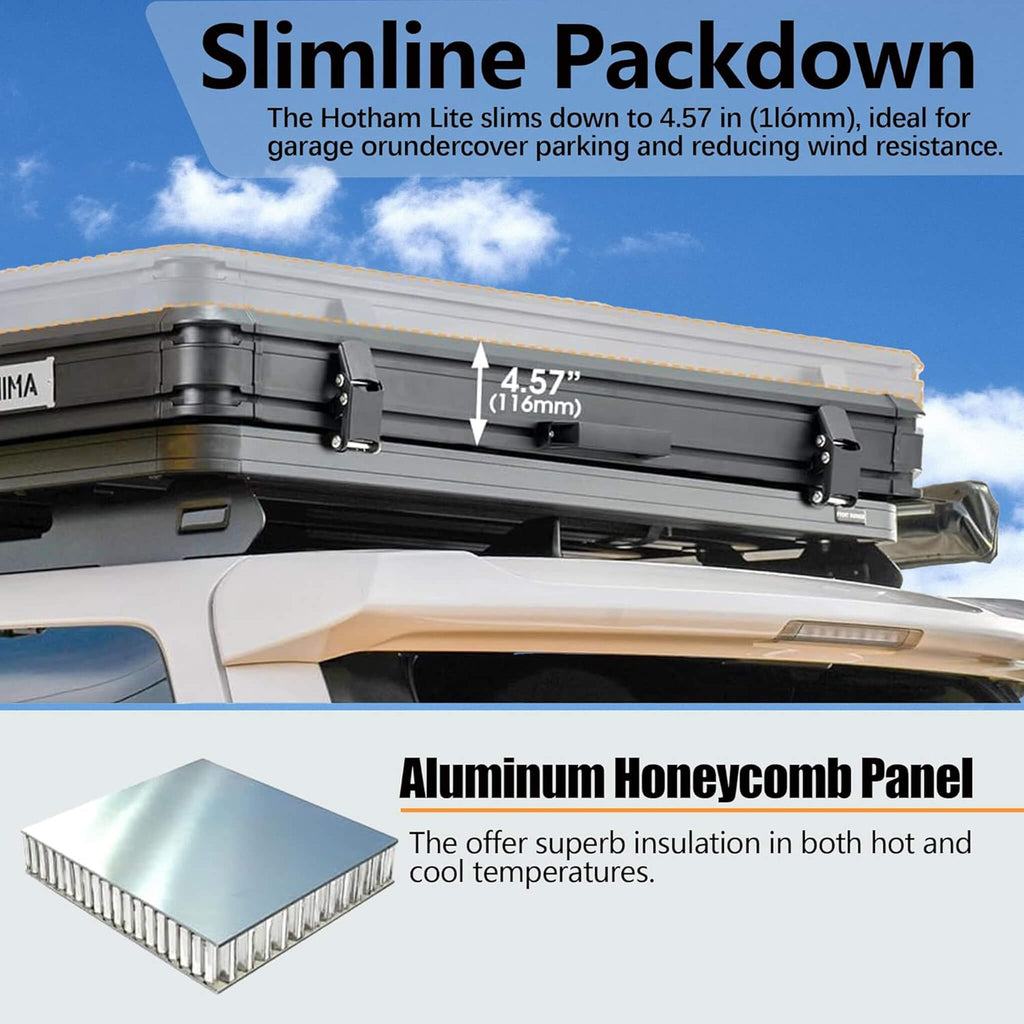 Heavy-Duty Aluminum Rooftop Tent With Ladder, LED Lighting, And Memory Foam Mattress (SAK82931) - Saksby Wholesale - Slimline Packdown
