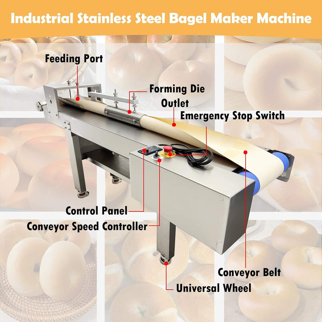 Heavy-Duty 110V Automatic Commercial Stainless Steel Bagel Machine (SAK54086) - Saksby Wholesale - Components