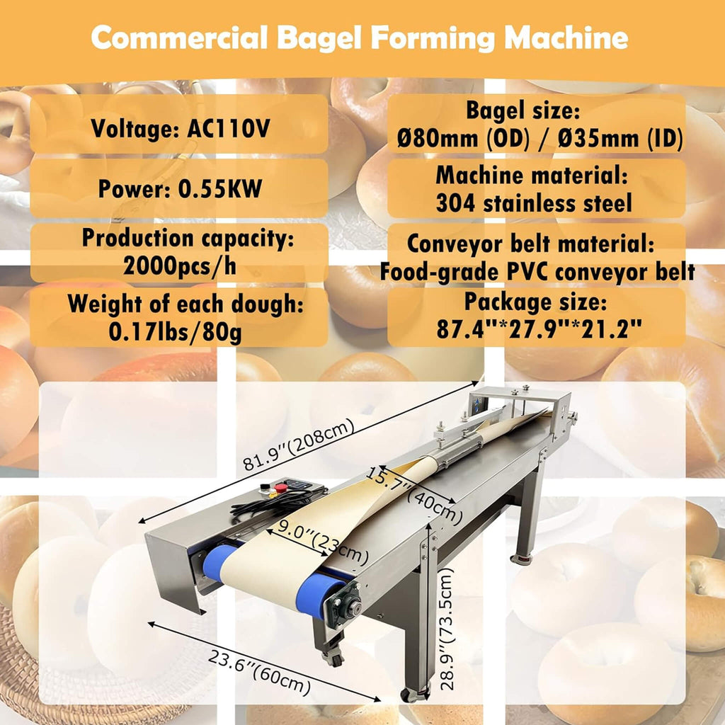 Heavy-Duty 110V Automatic Commercial Stainless Steel Bagel Machine (SAK54086) - Saksby Wholesale - Specifications