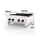 Heavy-Duty Commercial 112K BTU 4-Burner Stainless Steel Gas Stove Hot Plate (SAK39201) - Saksby Wholesale - Dimensions