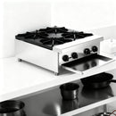 Heavy-Duty Commercial 112K BTU 4-Burner Stainless Steel Gas Stove Hot Plate (SAK39201) - Saksby Wholesale - Table Top Setup