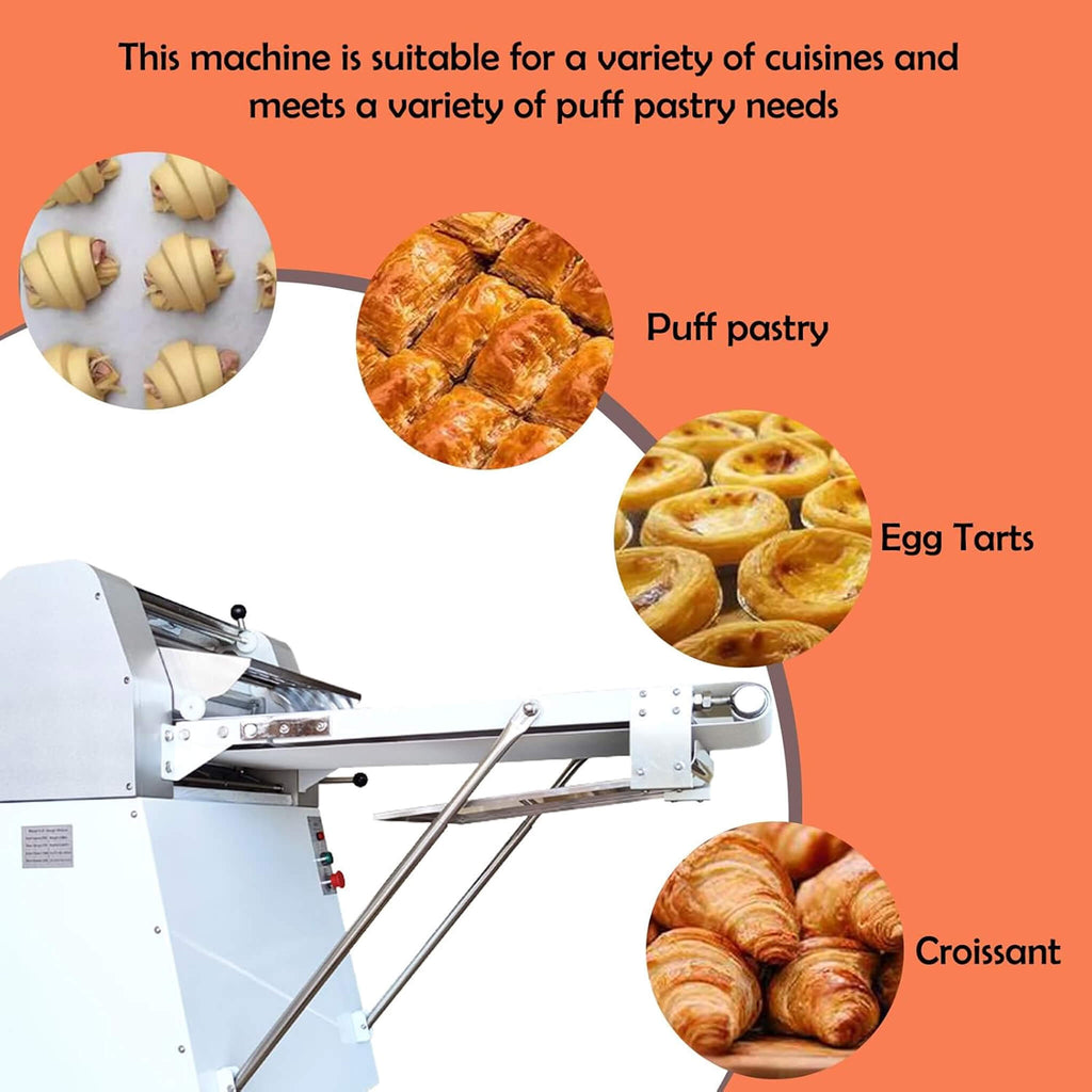 Heavy-Duty Commercial 220V Dough Sheeter Machine With Adjustable Thickness (SAK17382) - Saksby Wholesale - Applications