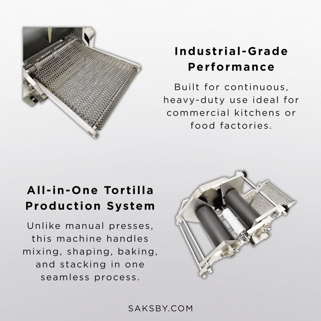 Heavy-Duty Commercial Automatic Corn Tortilla Making Machine (SAK60513) - Saksby Wholesale - Industrial Grade And All-In-One Features View