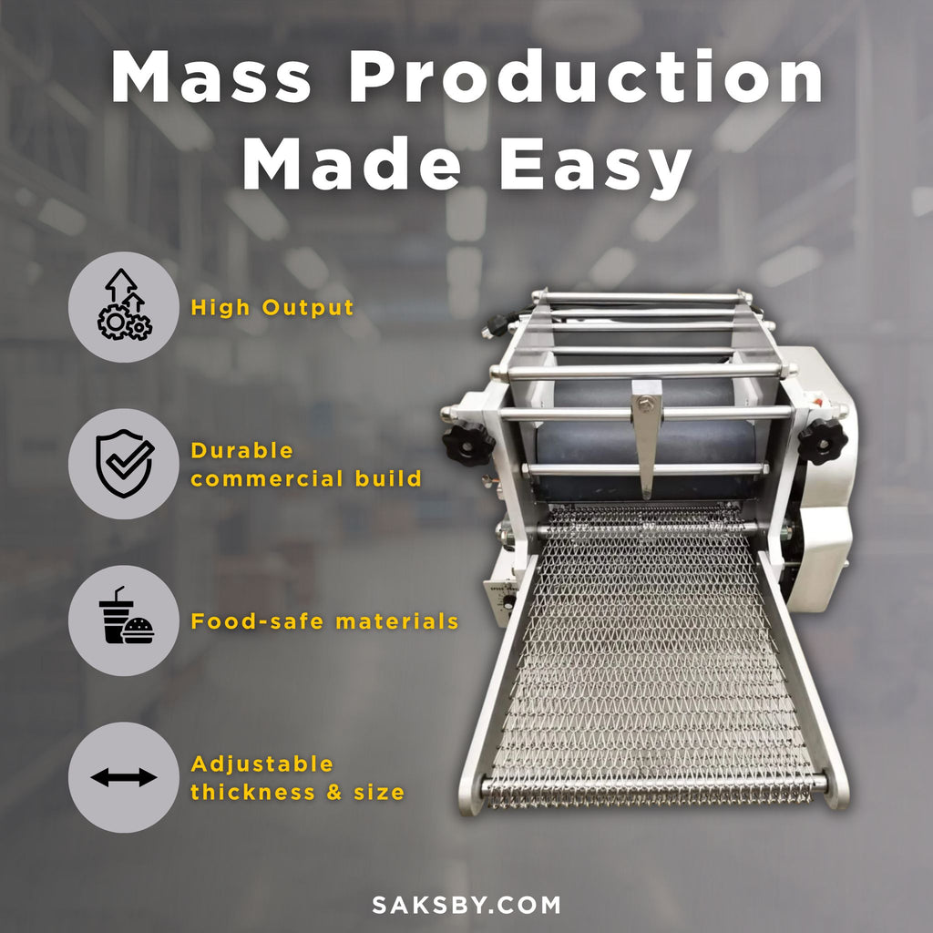 Heavy-Duty Commercial Automatic Corn Tortilla Making Machine (SAK60513) - Saksby Wholesale - Mass Prodction Made Easy Features View