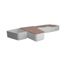 Heavy-Duty Commercial Outdoor Stainless Steel Bench With Wood Seat And Planter Box [Made To Order] (SAK41578)