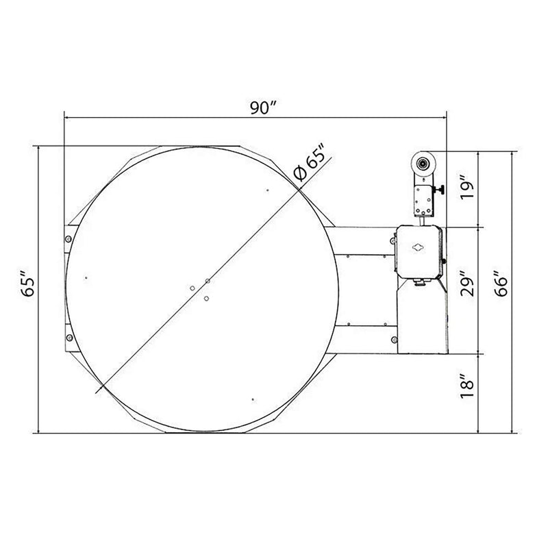 Heavy-Duty Commercial Pallet Shrink Wrapper Turntable Machine (SAK62410) Saksby -  Top View Dimensions