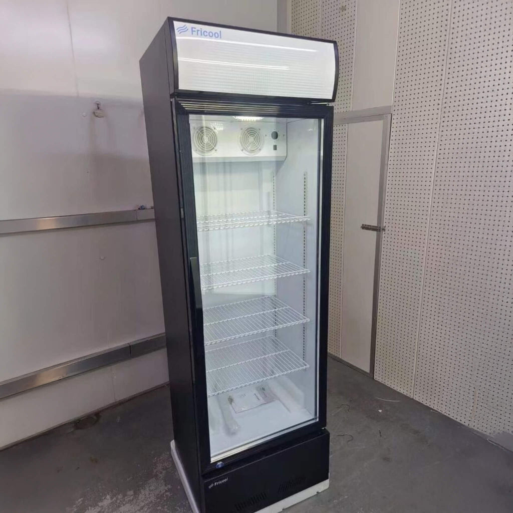 Heavy Duty Commercial Single Glass Door Refrigerator With LED Lights, 23" (SAK43533) - Saksby Wholesale - Front Side View