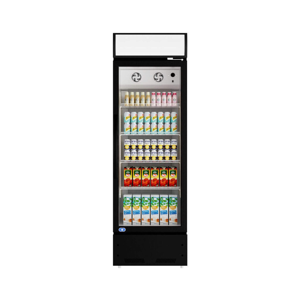 Heavy Duty Commercial Single Glass Door Refrigerator With LED Lights, 23" (SAK43533) - Saksby Wholesale - Front View