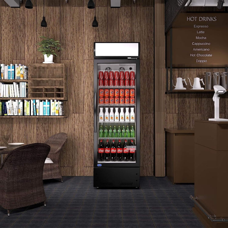 Heavy Duty Commercial Single Glass Door Refrigerator With LED Lights, 23" (SAK43533) - Saksby Wholesale - Lifestyle
