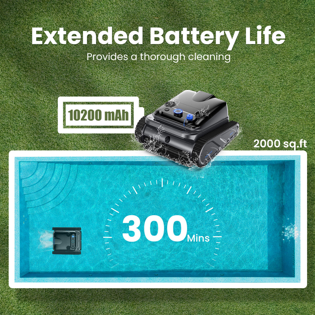 Heavy-Duty Cordless Wall Climbing Robotic Pool Vacuum Cleaner (SAK80239) - Saksby Wholesale - Extended Battery Life