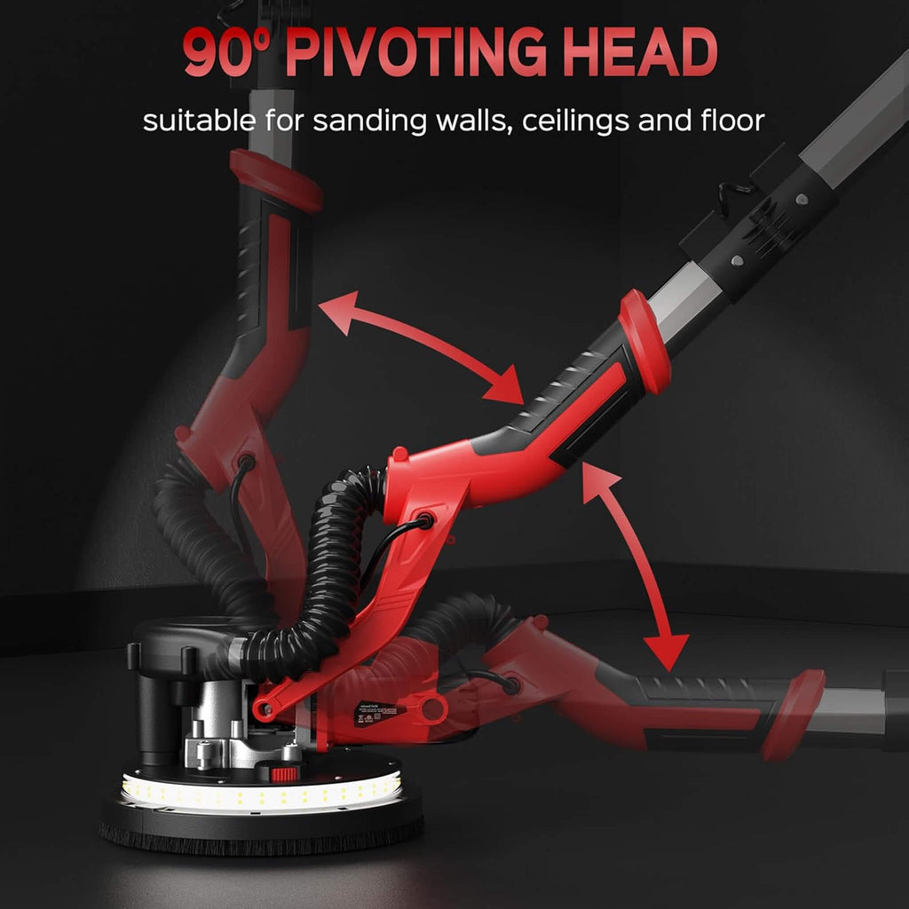 Heavy-Duty Drywall Ceiling Pole Sander Vacuum Tool (SAK93935) - Saksby Wholesale - 90 Degree Pivoting Head