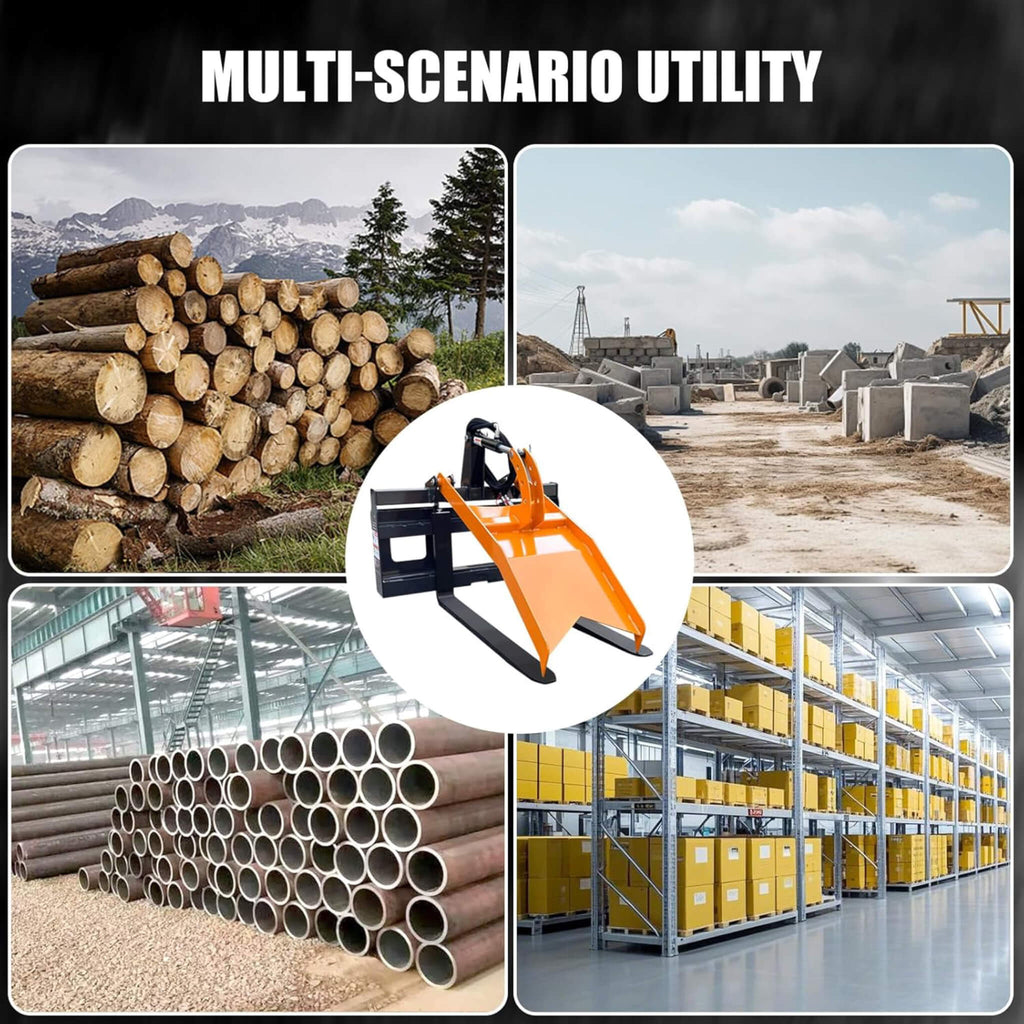 Heavy-Duty Fork Grapple Skid Steer Attachment With Universal Quick Attach (SAK10478) - Saksby Wholesale - Utility View