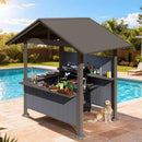 Heavy-Duty Gable Roof Hardtop Grill Gazebo (SAK49731)  - Saksby Wholesale - Brown Front Left View