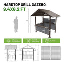 Heavy-Duty Gable Roof Hardtop Grill Gazebo (SAK49731)  - Saksby Wholesale - Dimensions