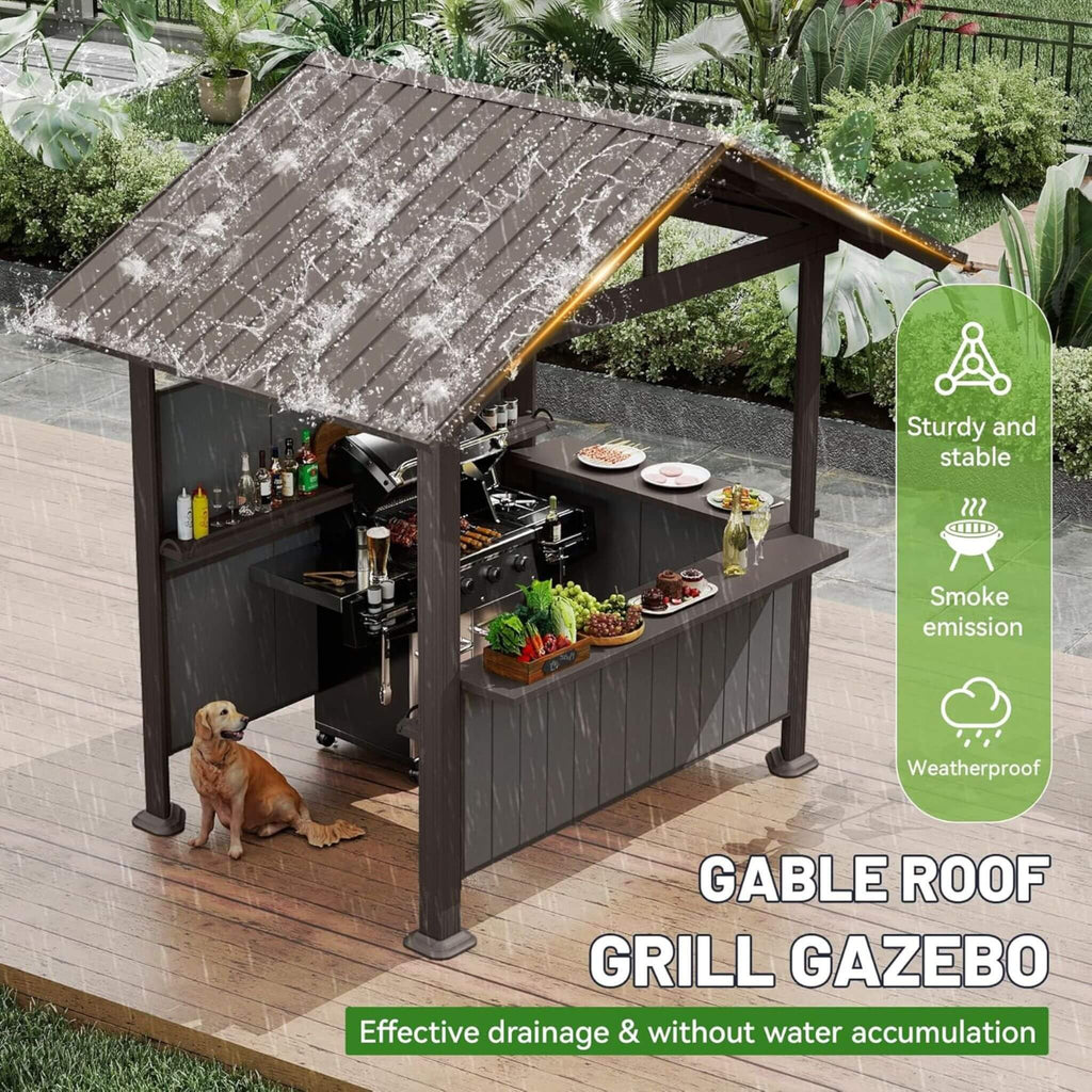 Heavy-Duty Gable Roof Hardtop Grill Gazebo (SAK49731)  - Saksby Wholesale - Features