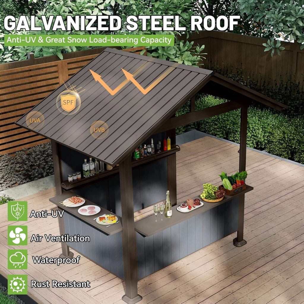 Heavy-Duty Gable Roof Hardtop Grill Gazebo (SAK49731)  - Saksby Wholesale - Roof Features