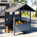 Heavy-Duty Gable Roof Hardtop Grill Gazebo (SAK49731)  - Saksby Wholesale - Gray Front Left View