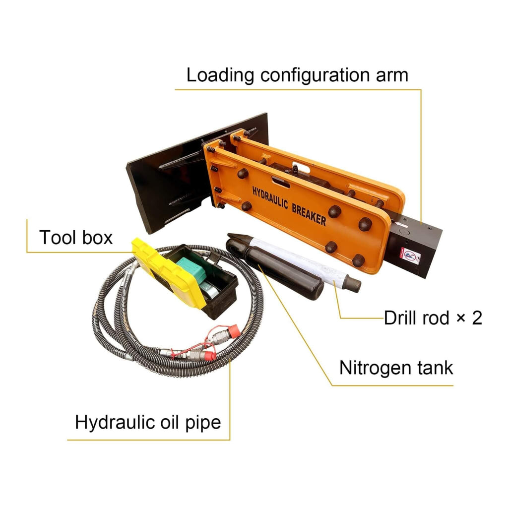 Heavy-Duty Hydraulic Hammer Skid Steer Attachment (SAK39715) - Saksby Wholesale - Inclusion Details