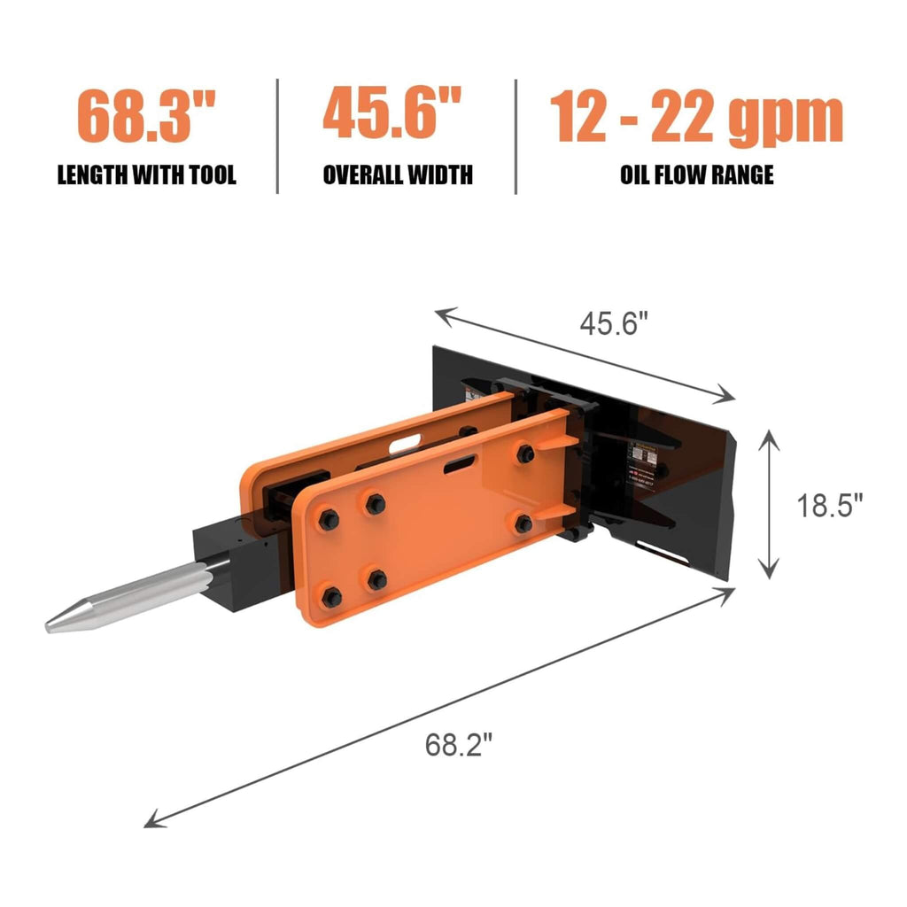 Heavy-Duty Hydraulic Hammer Skid Steer Attachment (SAK39715) - Saksby Wholesale - Parameter Details