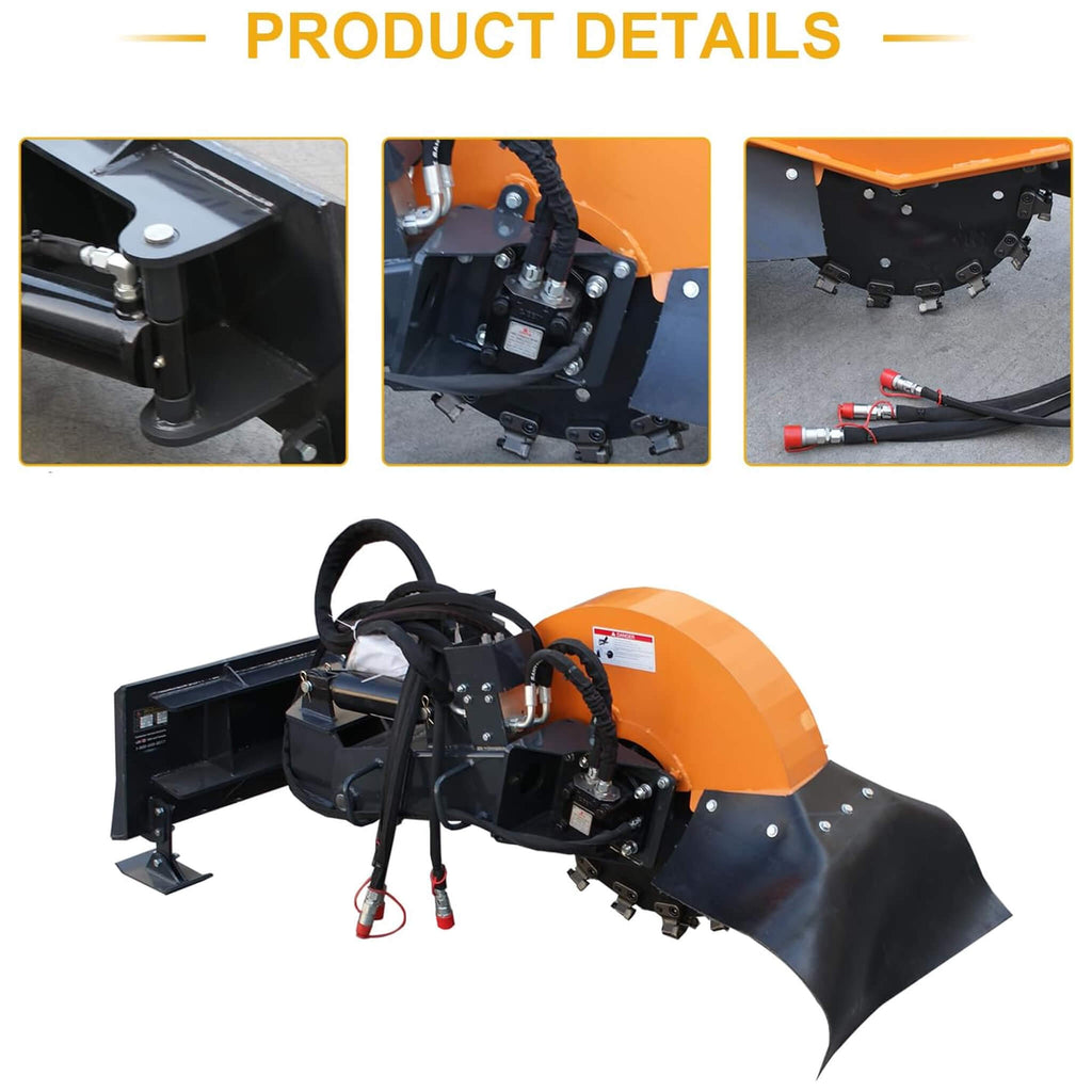 Heavy-Duty Hydraulic Skid Steer Stump Grinder Attachment With 24-Inch Wheel (SAK82954)