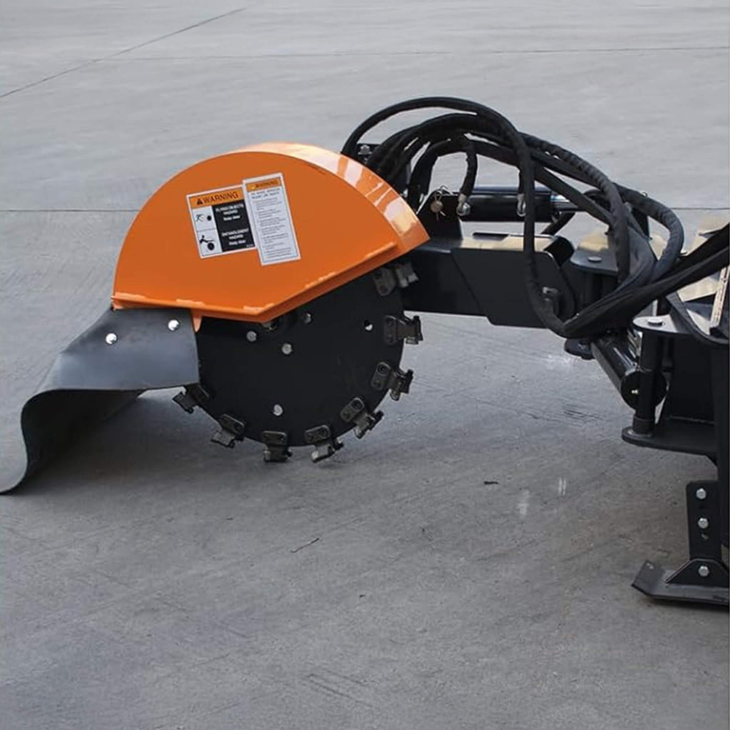 Heavy-Duty Hydraulic Skid Steer Stump Grinder Attachment With 24-Inch Wheel (SAK82954)