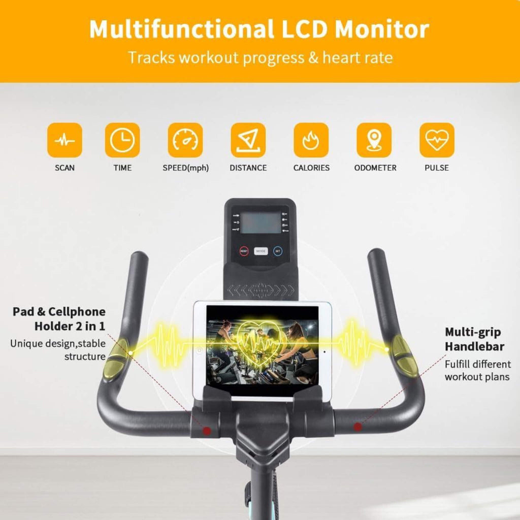 Heavy-Duty Indoor Smart Stationary Fitness Cardio Training Spin Bike For Home Gyms (SAK65195) - Sasksby Wholesale - Multifunctional LCD View