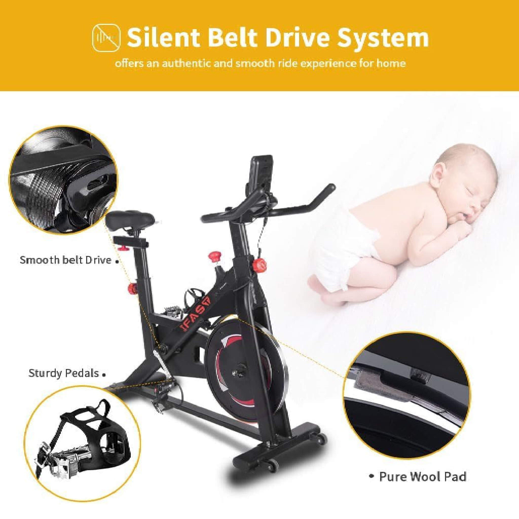 Heavy-Duty Indoor Smart Stationary Fitness Cardio Training Spin Bike For Home Gyms (SAK65195) - Sasksby Wholesale - Silent Belt Drive View